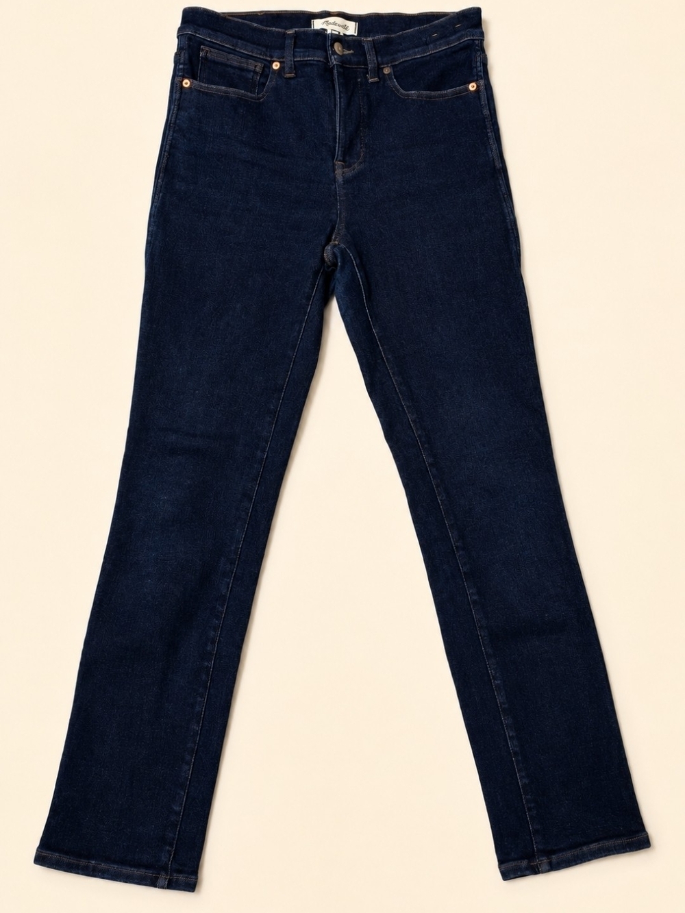 Madewell High Rise Stovepipe Straight-Leg Dark Blue Jeans